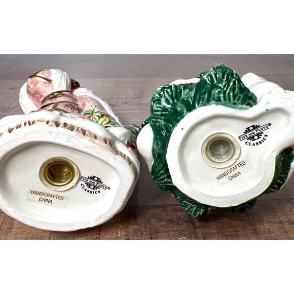 Fitz & Flyod Santa & Tree Ceramic Salt & Pepper Shakers Handcrafted Classic - Picture 4 of 4